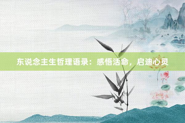 东说念主生哲理语录：感悟活命，启迪心灵
